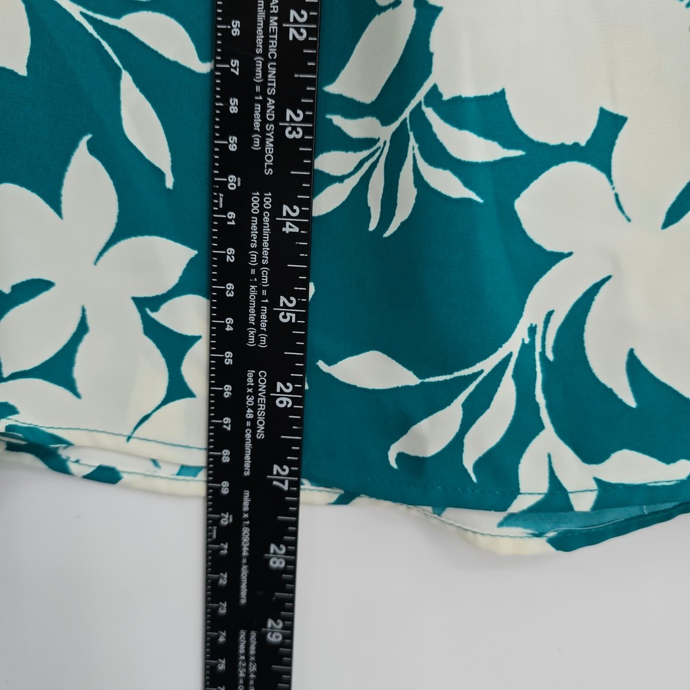 New Torrid Harper Teal Green White Floral Flutter‎ Sleeve Blouse Size 00 M/L 10 - Picture 8 of 11